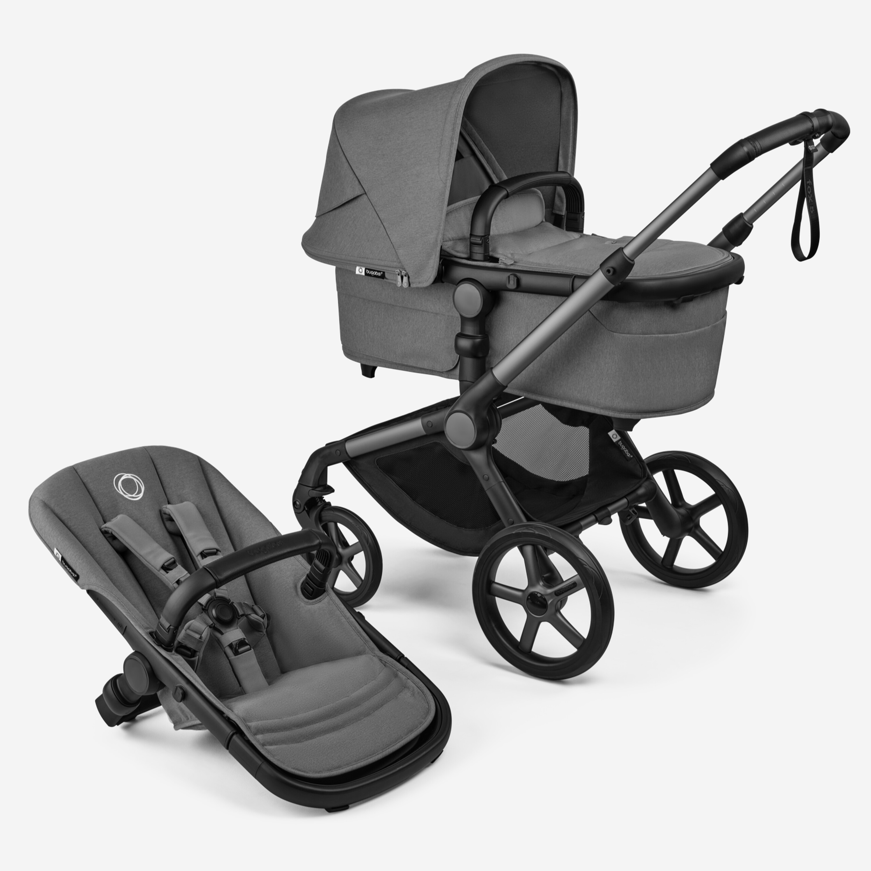 Bugaboo Fox 5 Renew 2in1 vankrikomplekt Graphite/Moon Grey/Moon Grey