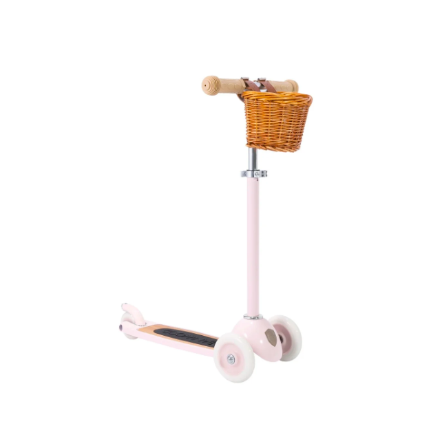 Banwood vintage tõukeratas korviga - roosa