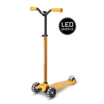 Micro Maxi Deluxe Pro LED tõukeratas, kollane, 5-12 eluaastat