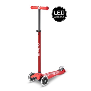 Micro Maxi Deluxe LED tõukeratas, punane, 5-12 eluaastat
