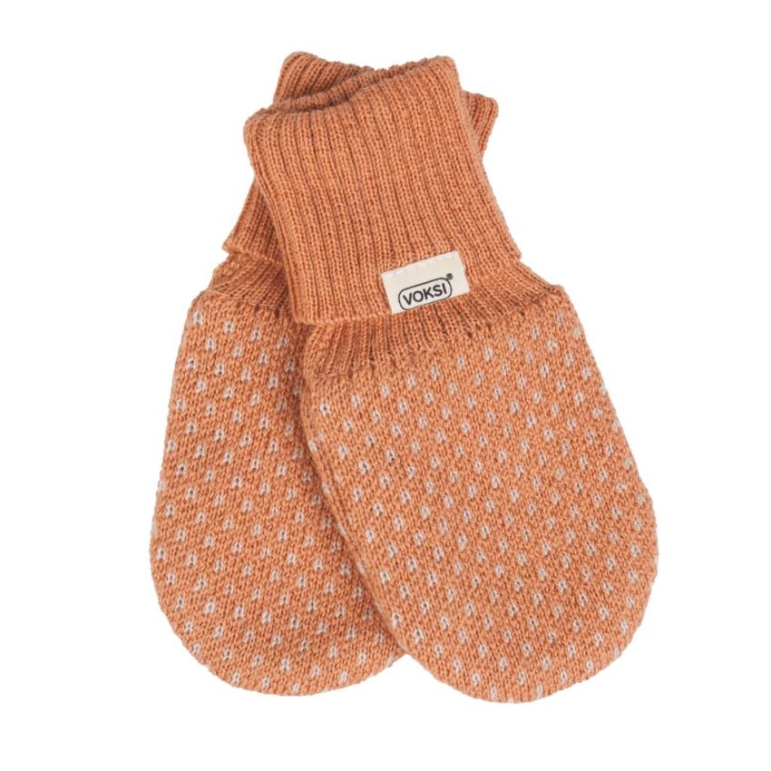 Voksi Wool meriinovillased kindad Jacquard Sandstone Peach