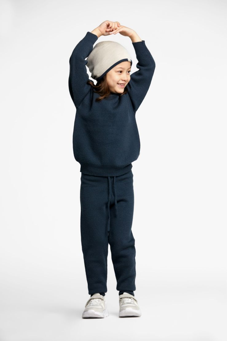 Voksi Wool meriinovillane kampsun Jacquard Poppy Blue