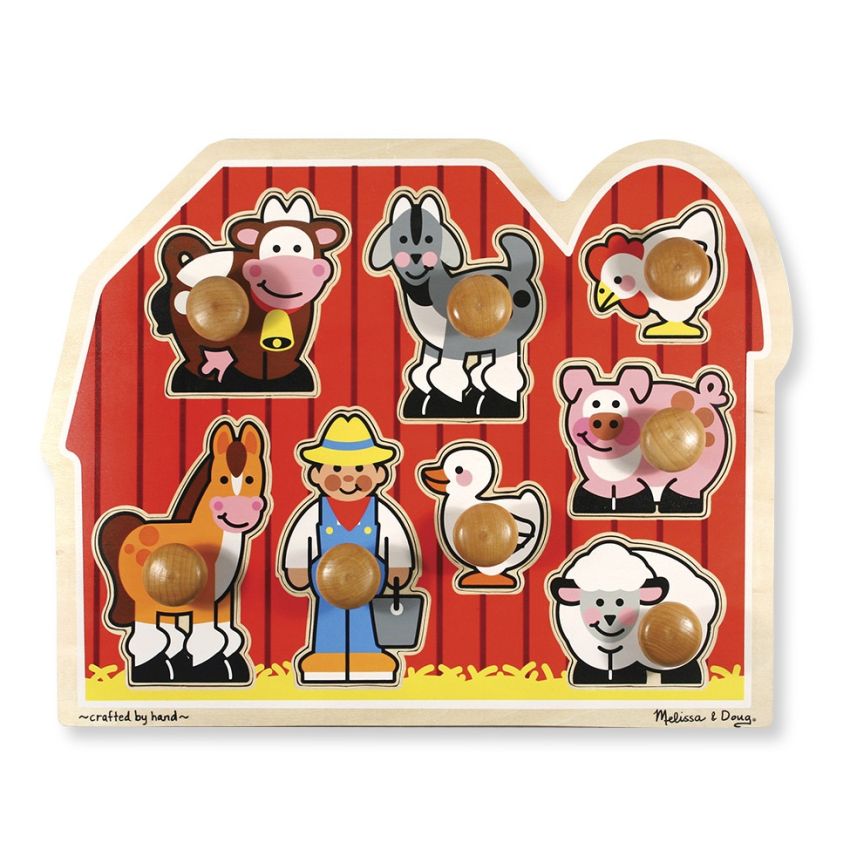 Melissa & Doug puidust nuppudega pusle väikelastele Suur Farm Jumbo